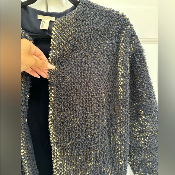 H&M Black Sequin Open-Front Cardigan, Size 34, Brand New - Picture 11 of 13